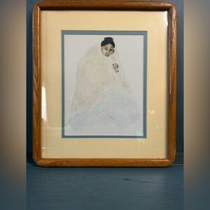 Vintage Windsor Art Painting with Cream and Blue Hues - RC Gorman